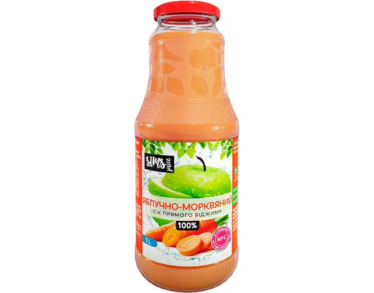 Яблочно-морковный сок прямого отжима 1л